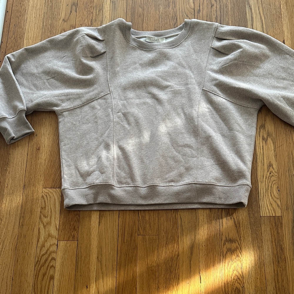 LOFT Light Taupe Crew Neck Sweater